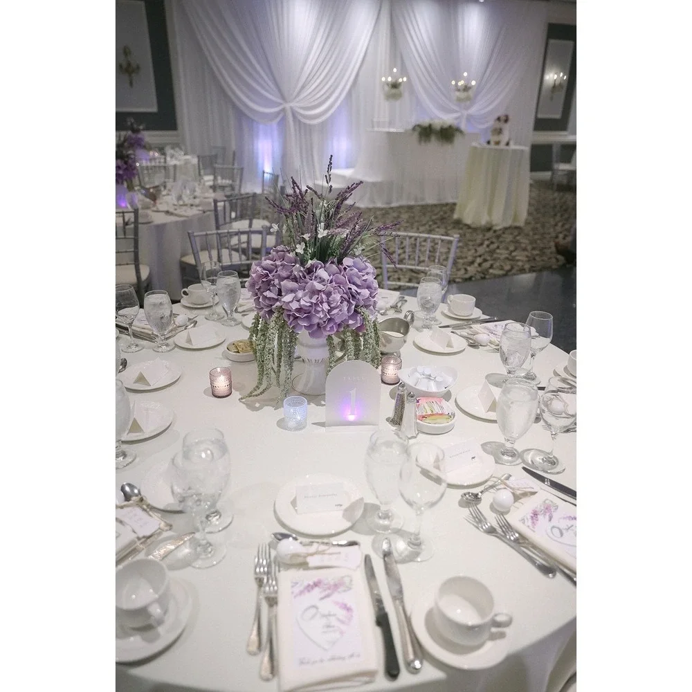 Purple Hydrangea Lavender Wedding Centerpiece Faux Floral Arrangement White Urn‎
